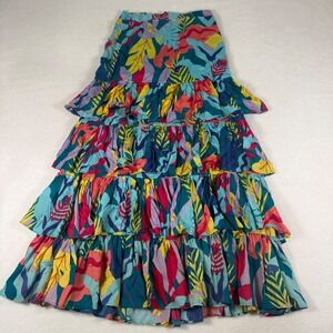 Buffalo David Bitton Maxi Skirt Womens 25 Multicolor Modal Boho Tiered Tropical